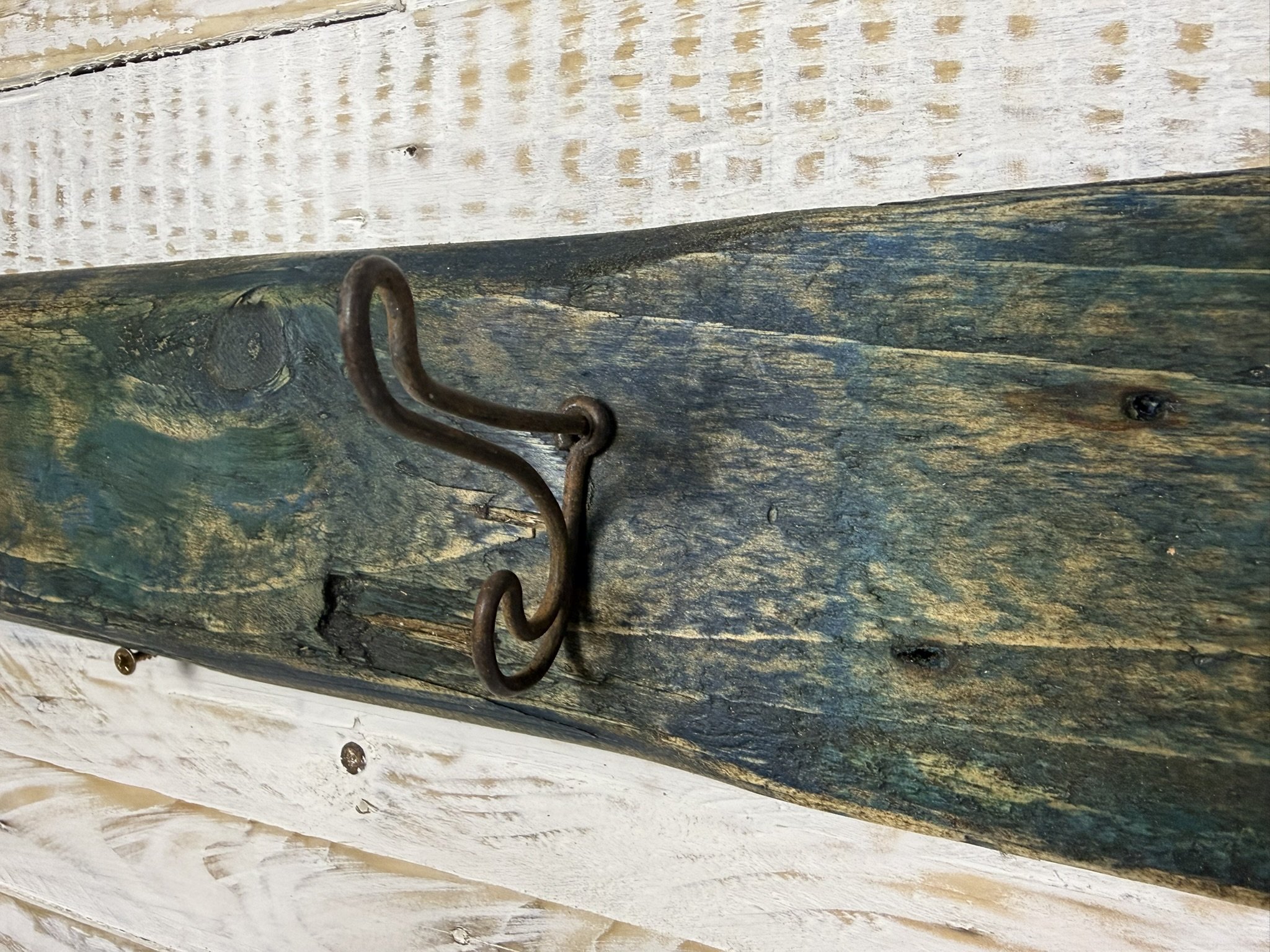 Coastal Reclaimed Hook Board (Blue Washed Timber)