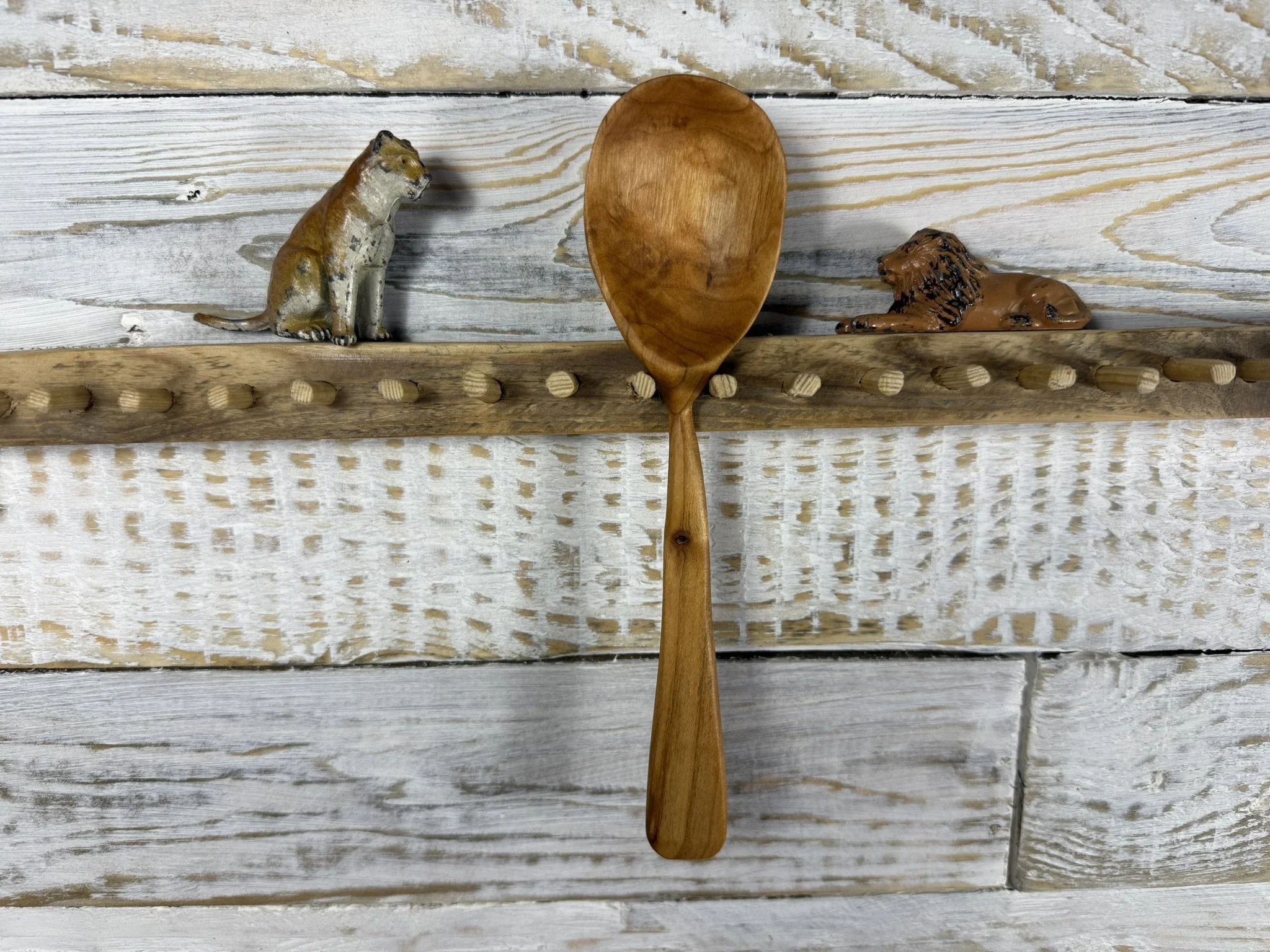 Hand-Carved Wooden Spoon – Cherry Wood Kitchen Utensil, Rustic Serving/Cooking Spoon, Handmade Kitchenware