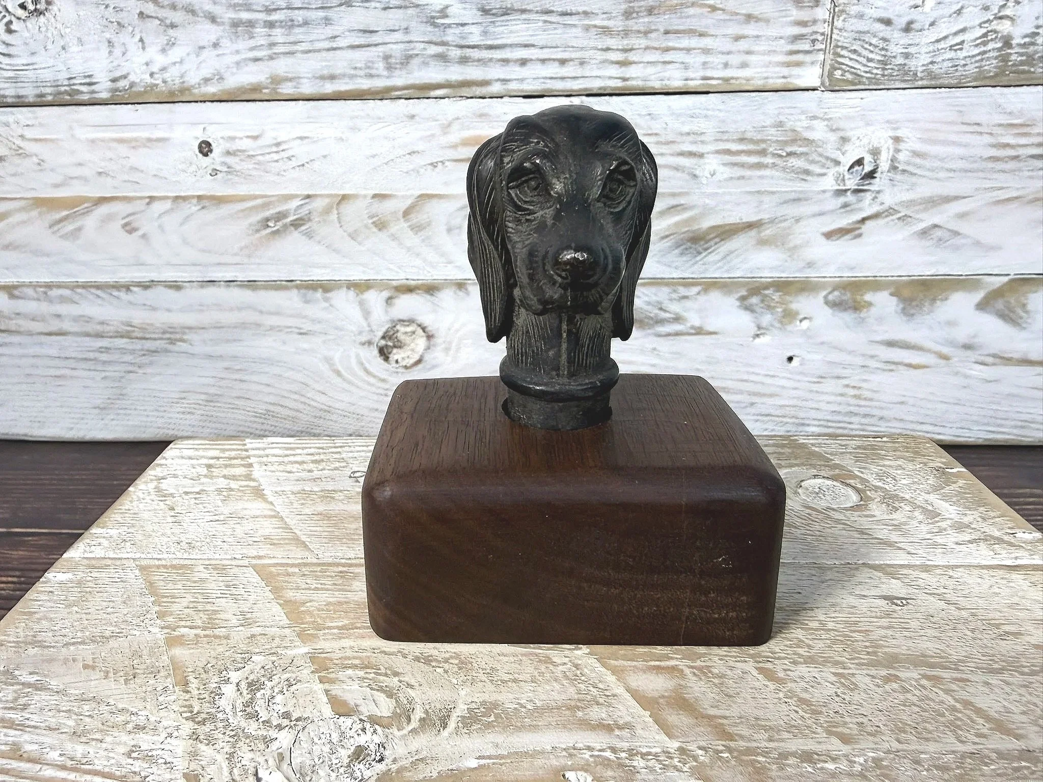 Cast Bronze Dog’s Head Walking Stick Handle
