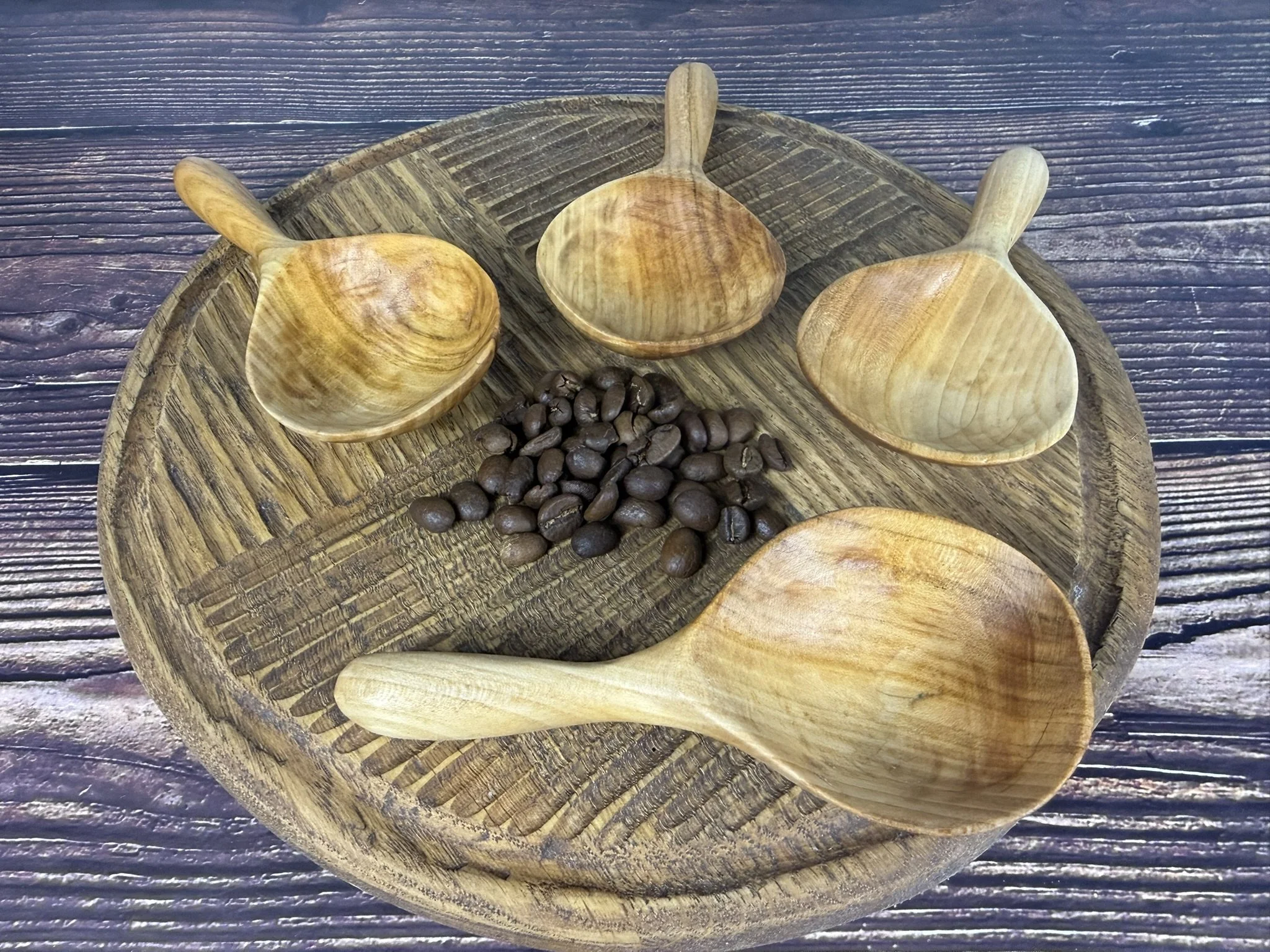 Hand-Carved Coffee & Tea Scoop - Cherry