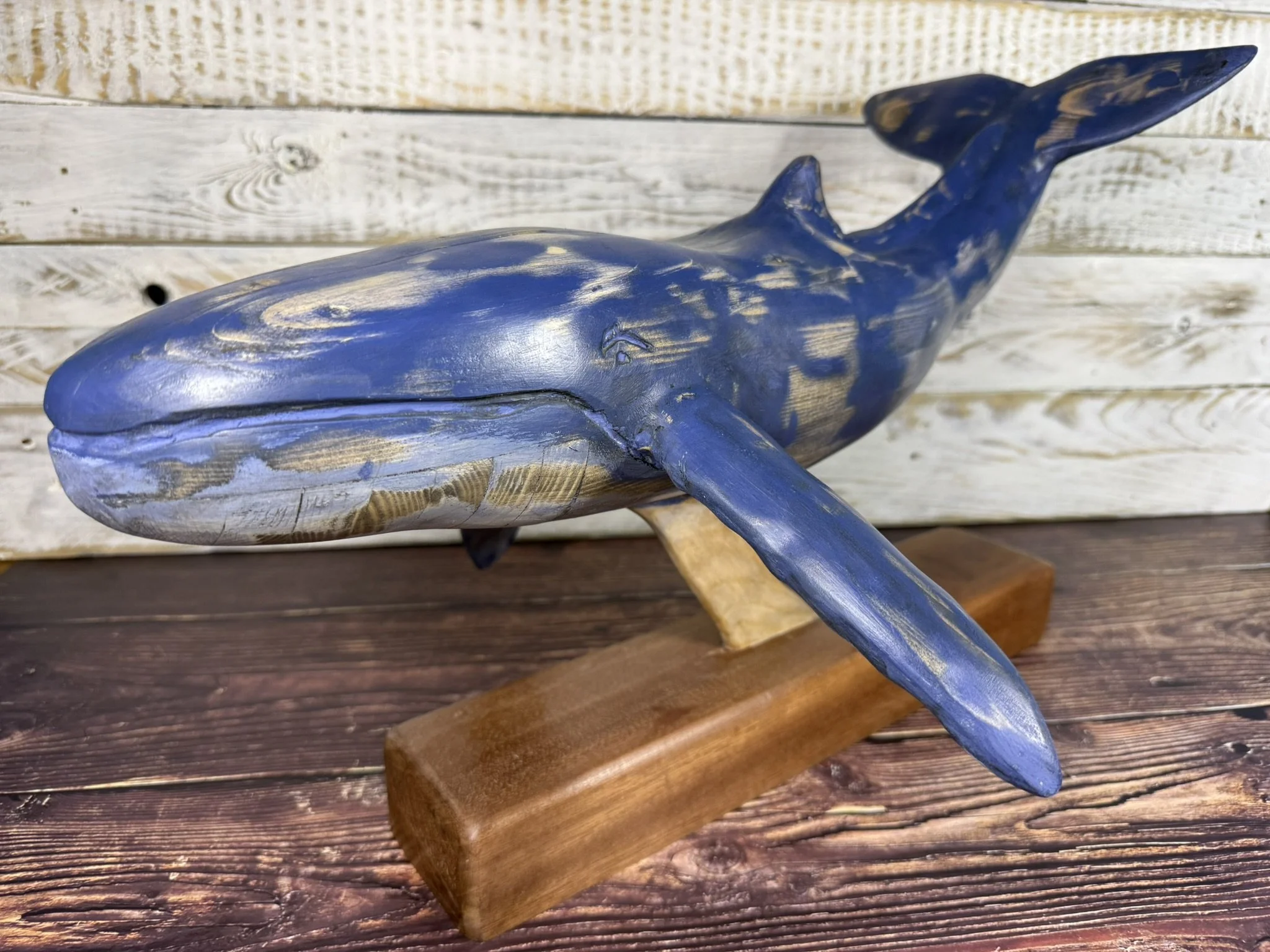 Hand-Carved Blue Whale Sculpture