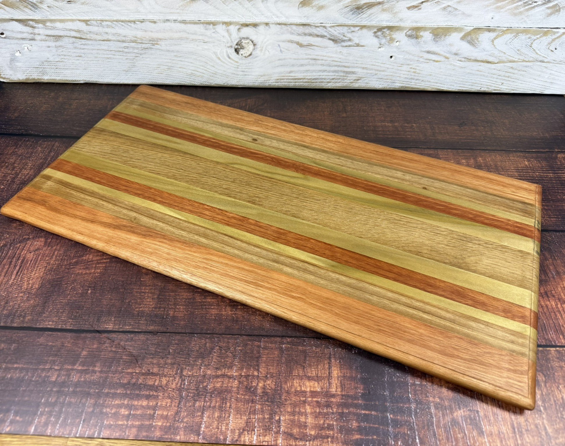 Handmade Reclaimed Wood Serving Board – Striped Wooden Platter – Rustic Kitchen Decor