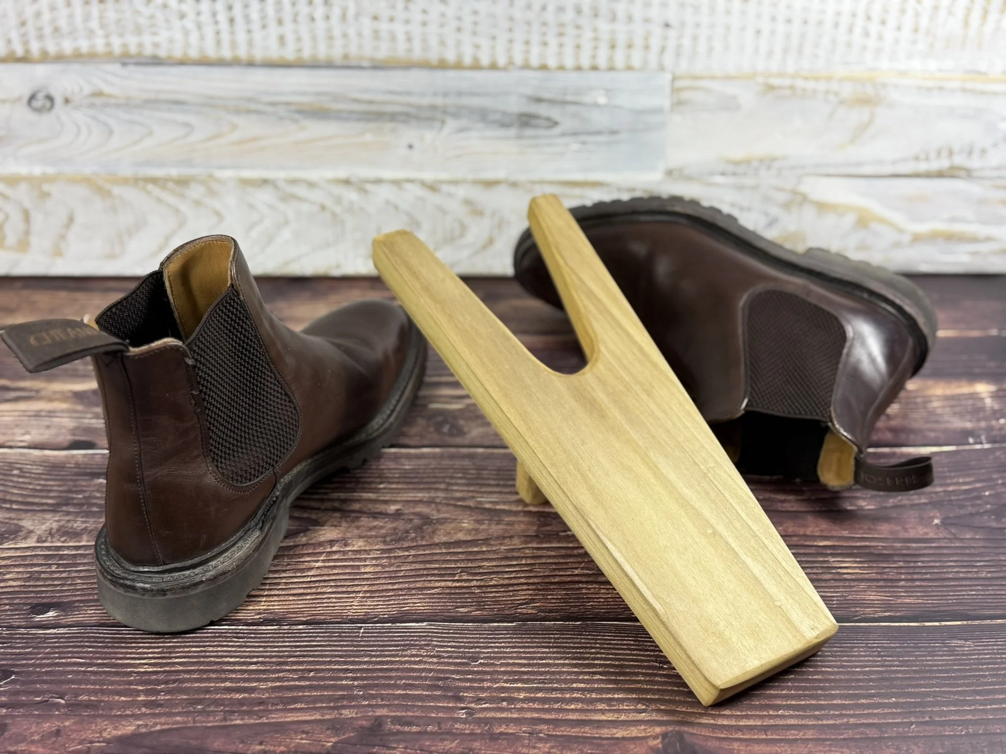 Hand-Carved Wooden Boot Jack / Welly Puller the Brown Lion Bazaar.JPEG
