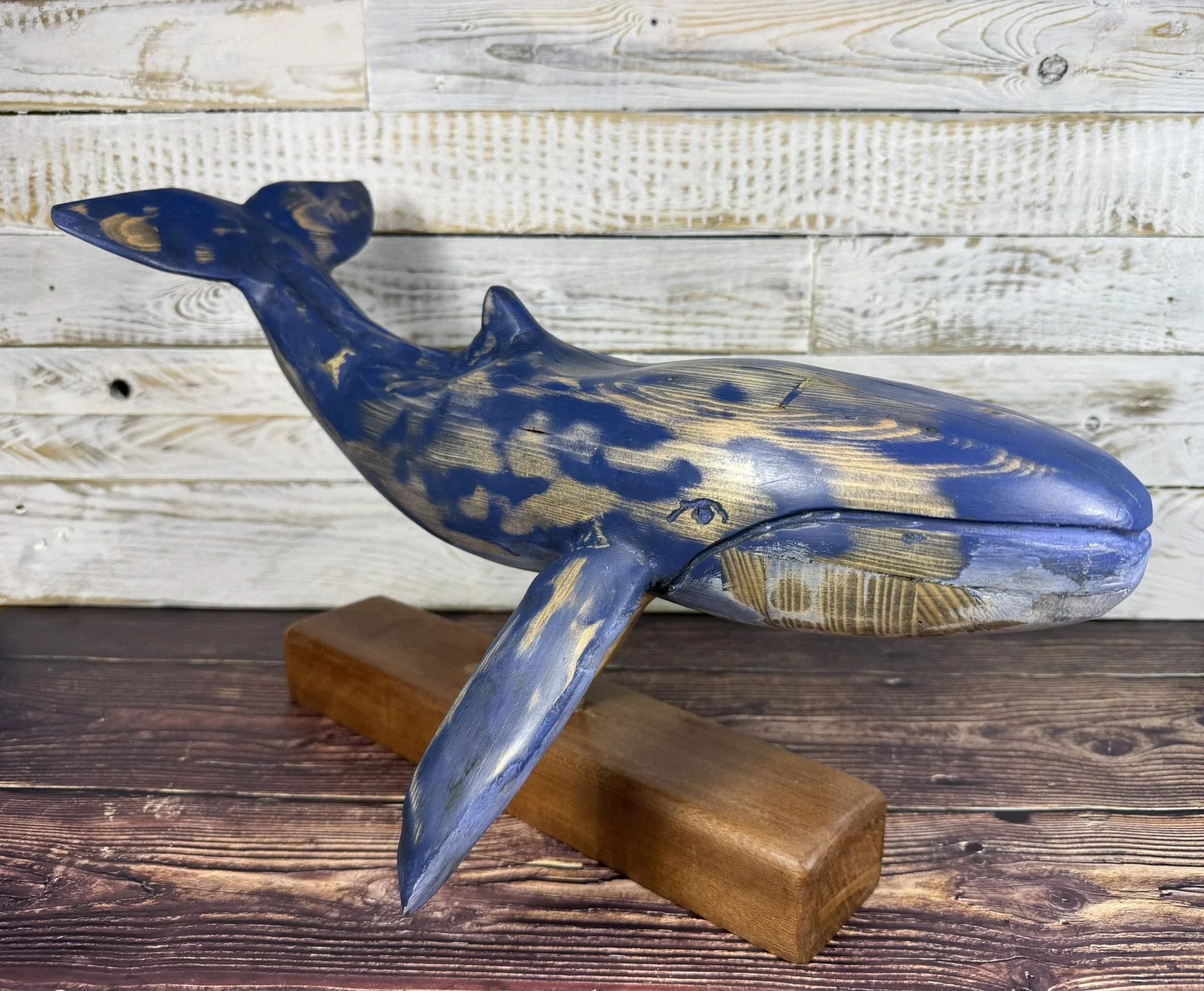 Hand-Carved Blue Whale Sculpture