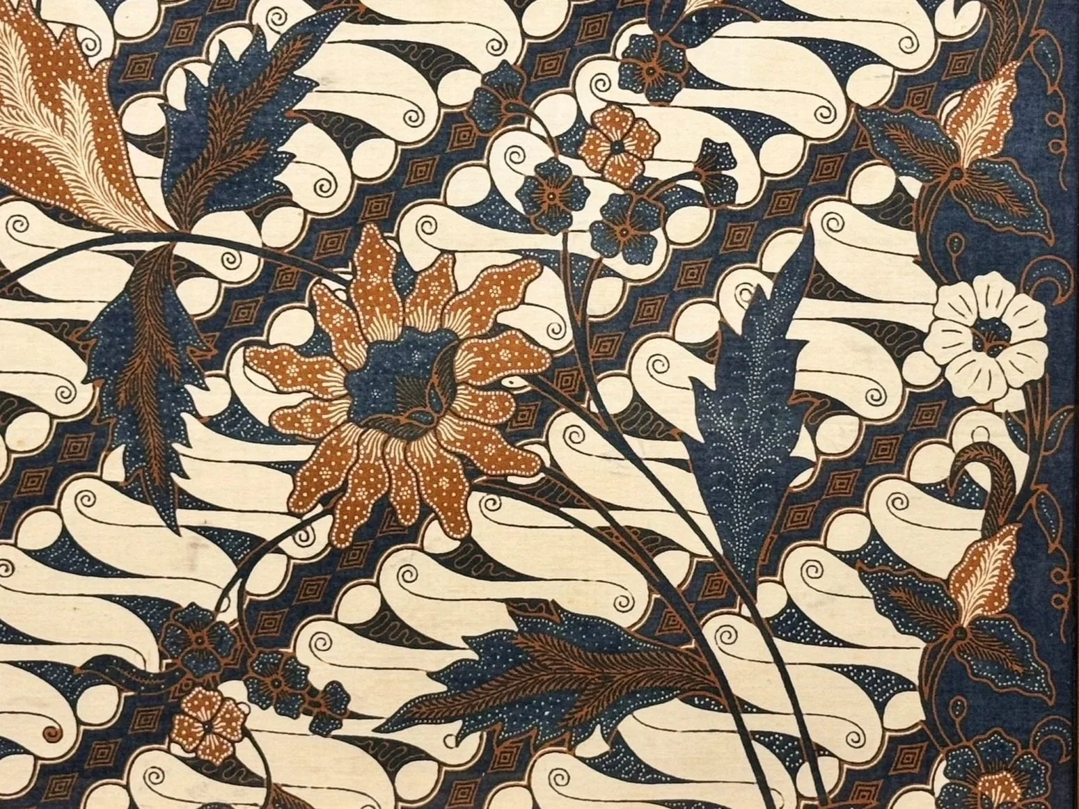 framed textile of vintage indonesian batik sarong