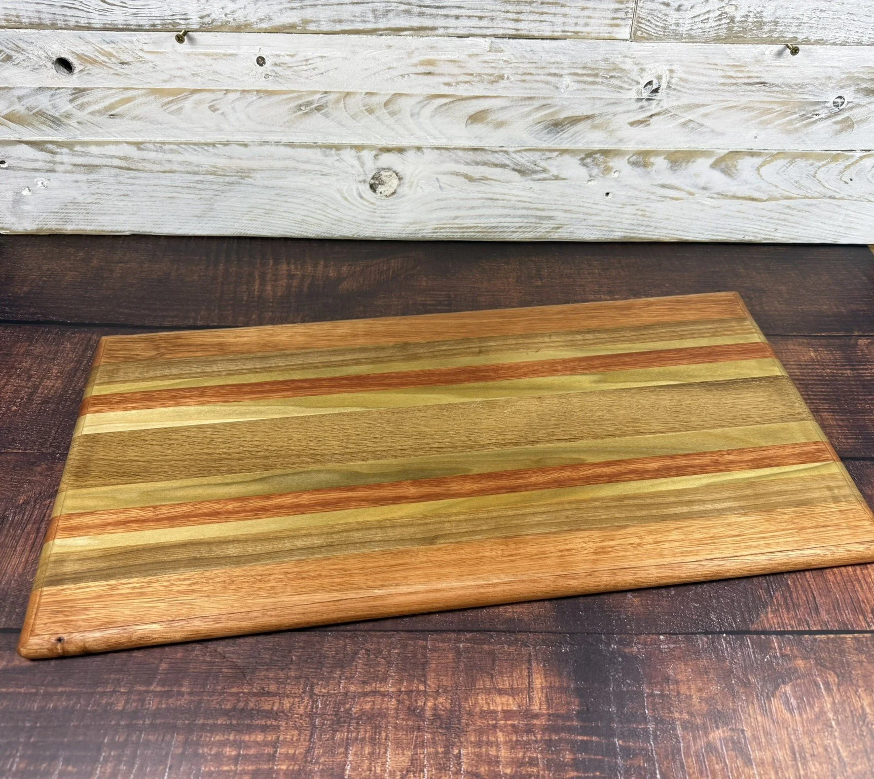 Handmade Reclaimed Wood Serving Board – Striped Wooden Platter – Rustic Kitchen Decor