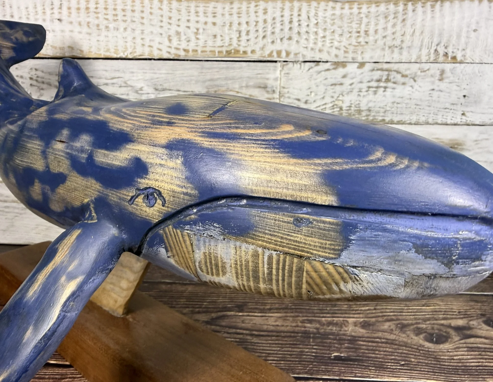 Hand-Carved Blue Whale Sculpture