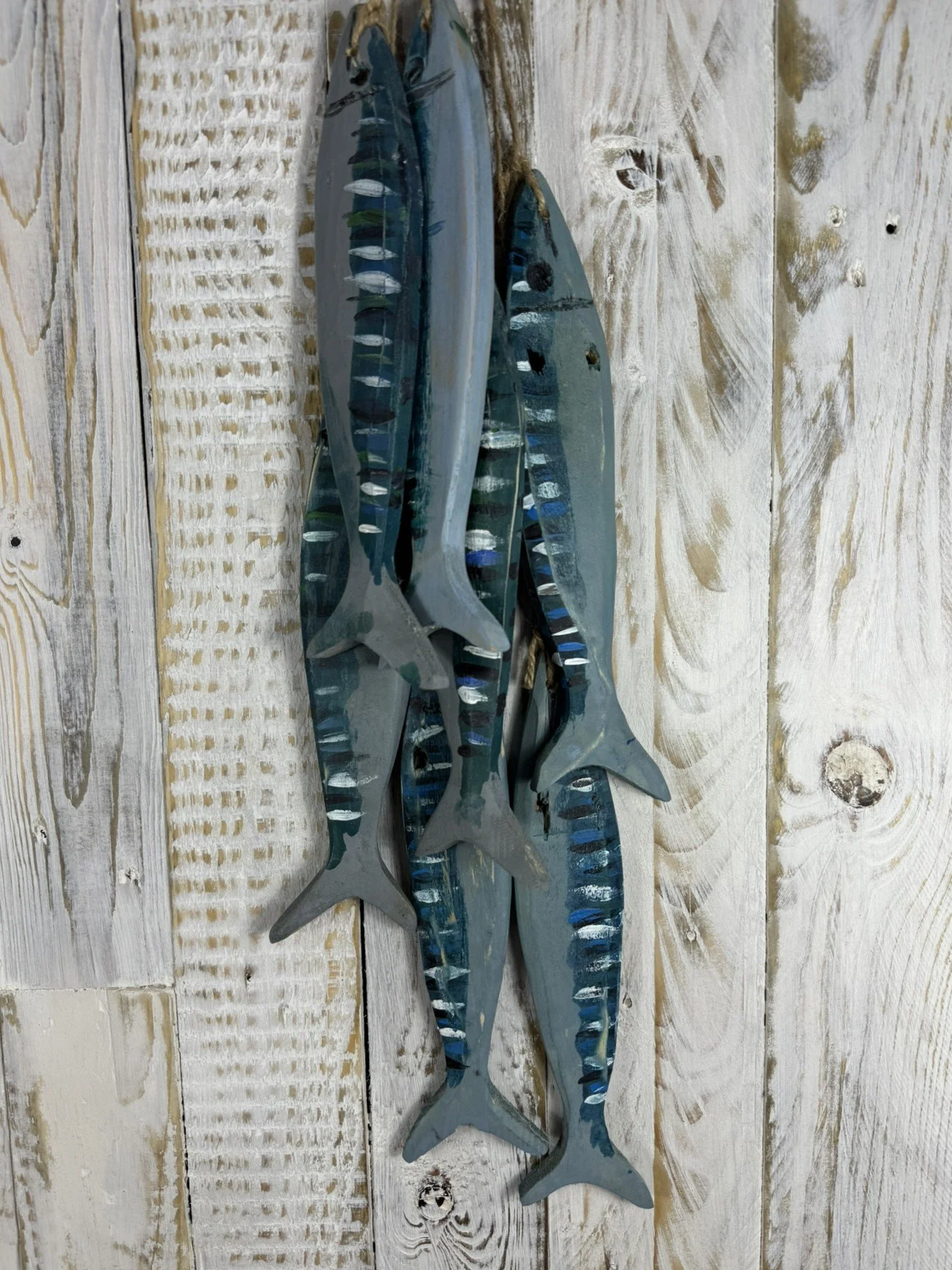Hand-Carved Hanging Driftwood Mackerel Fish