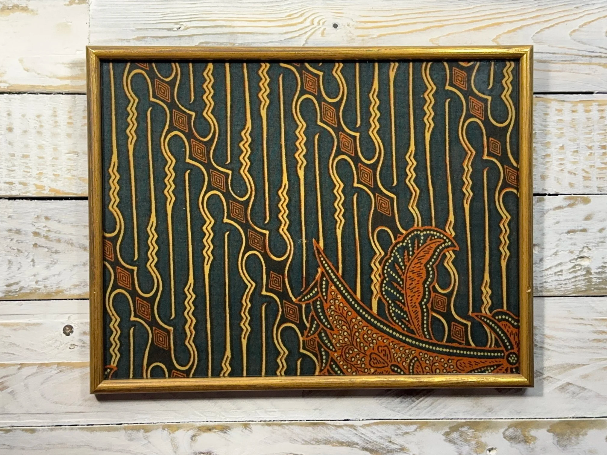 framed textile of vintage indonesian batik sarong