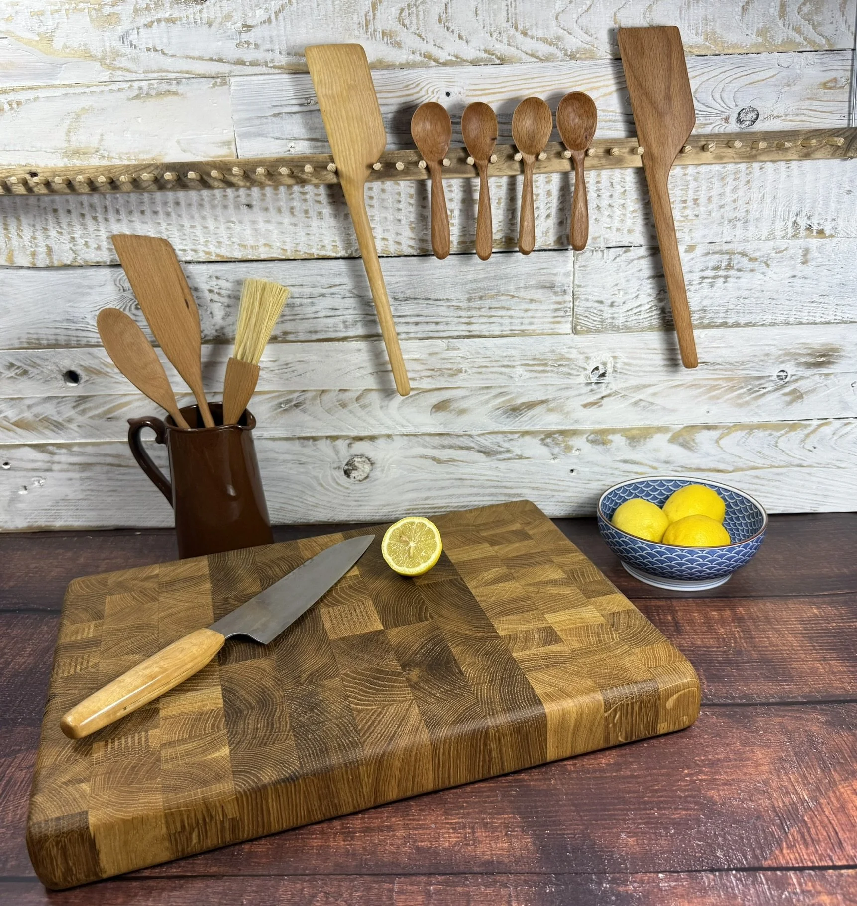 Handmade End-Grain Cutting Board - Oak & Walnut