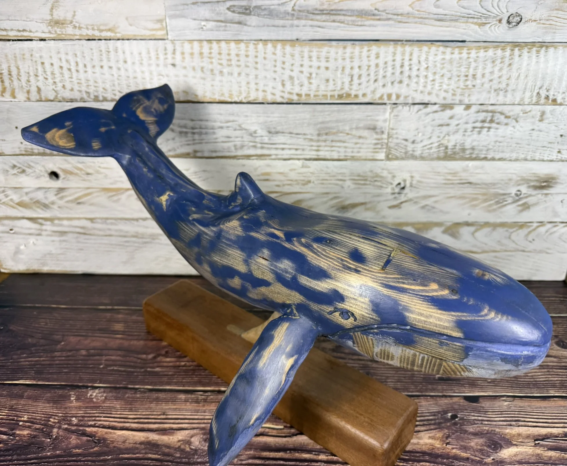 Hand-Carved Blue Whale Sculpture