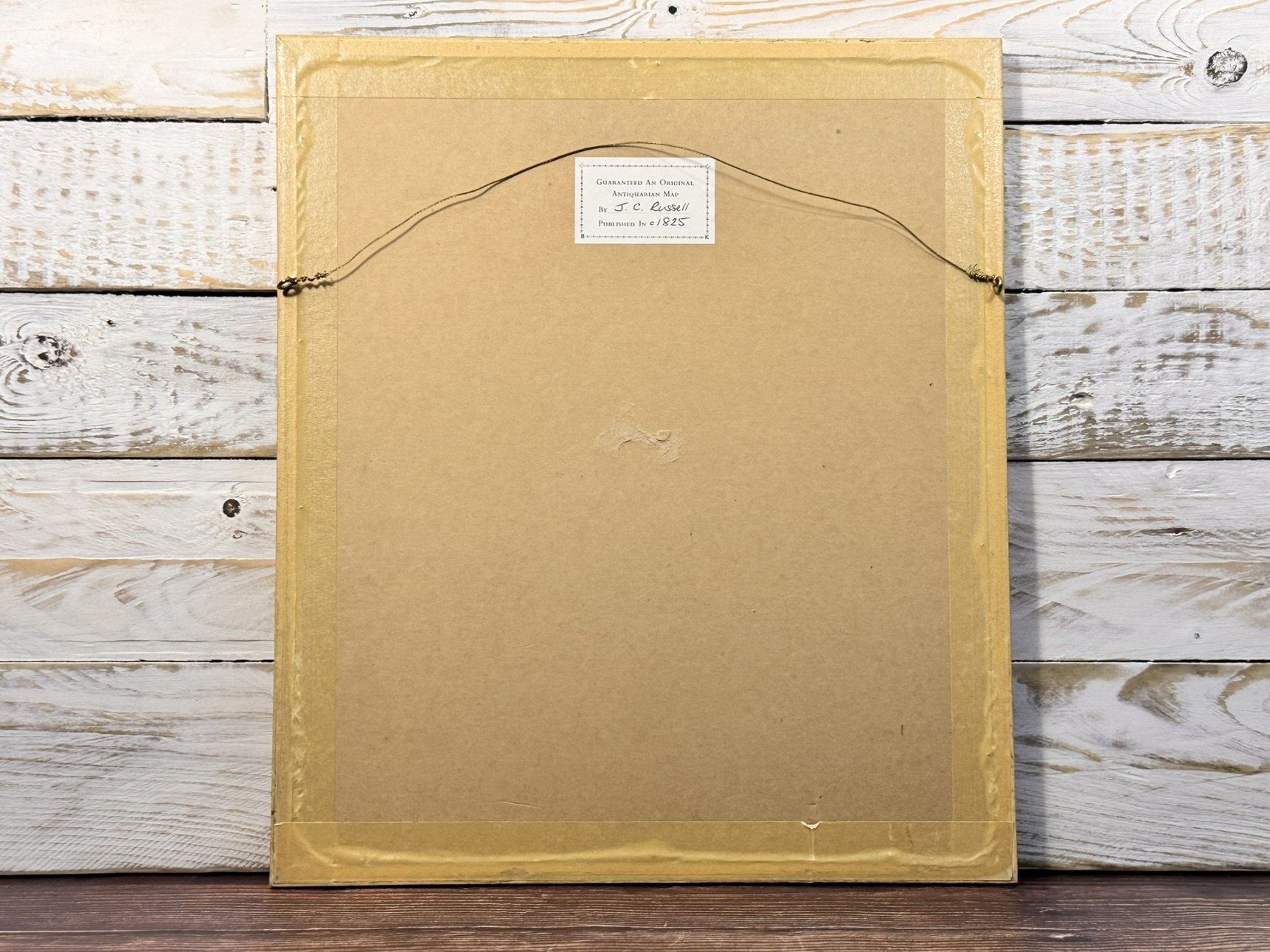 back of framed antique map of canaan or judea by J C Russell