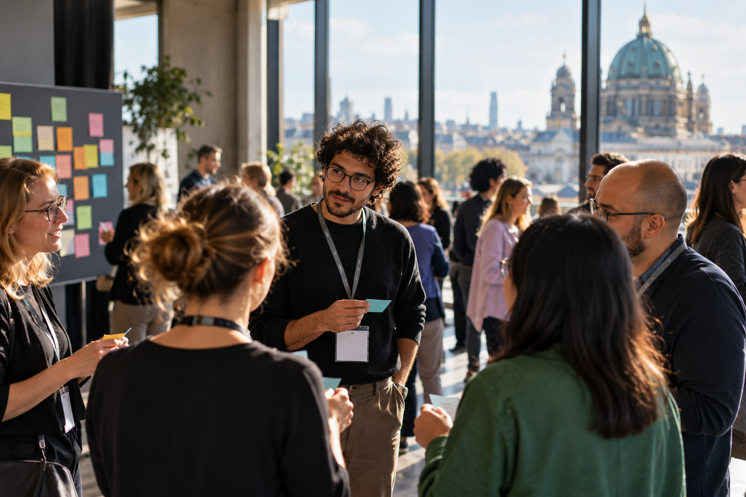 Conference attendees connecting through an interactive group activity