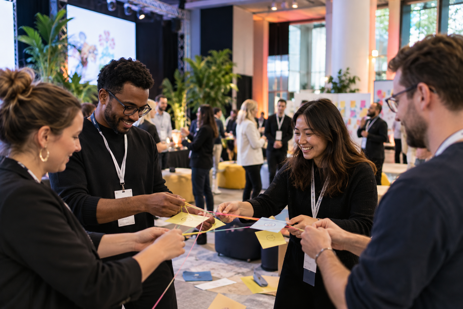 Event attendees taking part in an interactive group activity