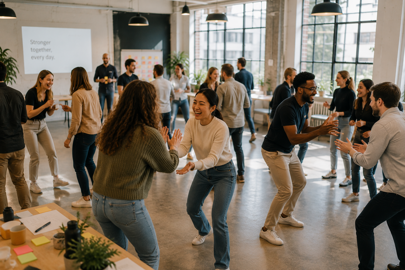 People connecting through a playful group experience