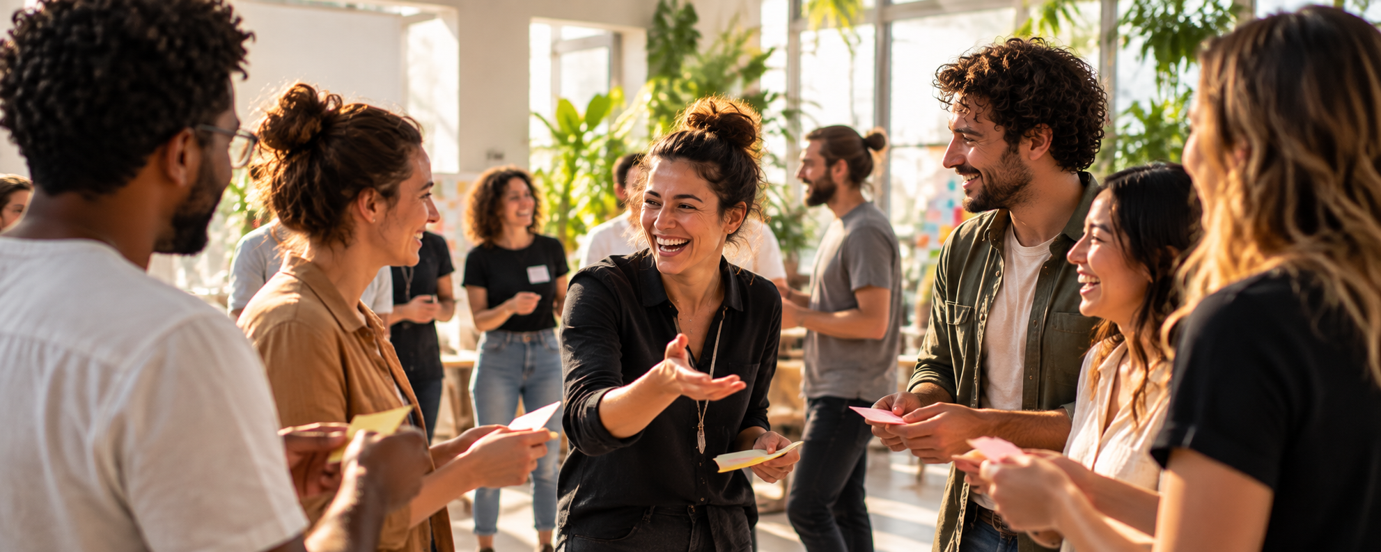 People taking part in an interactive connection experience