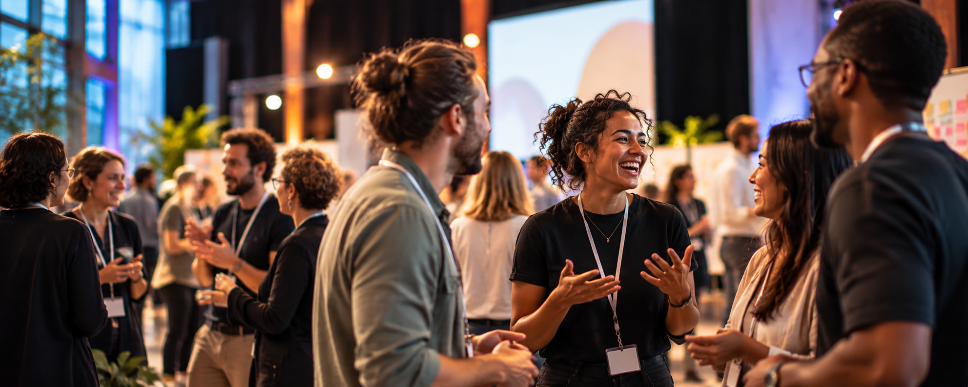 Conference participants taking part in an interactive connection activity