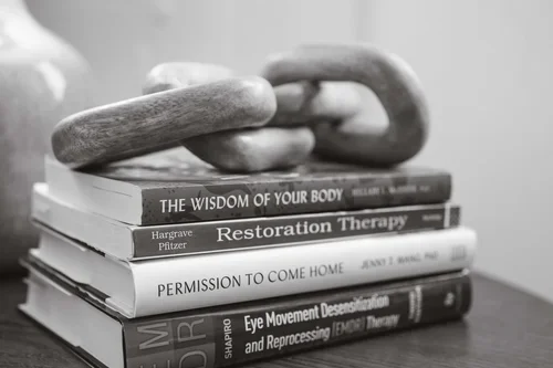 books on therapy on the desk