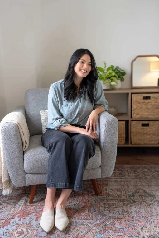 Natasha Subadya sitting in her family therapy office
