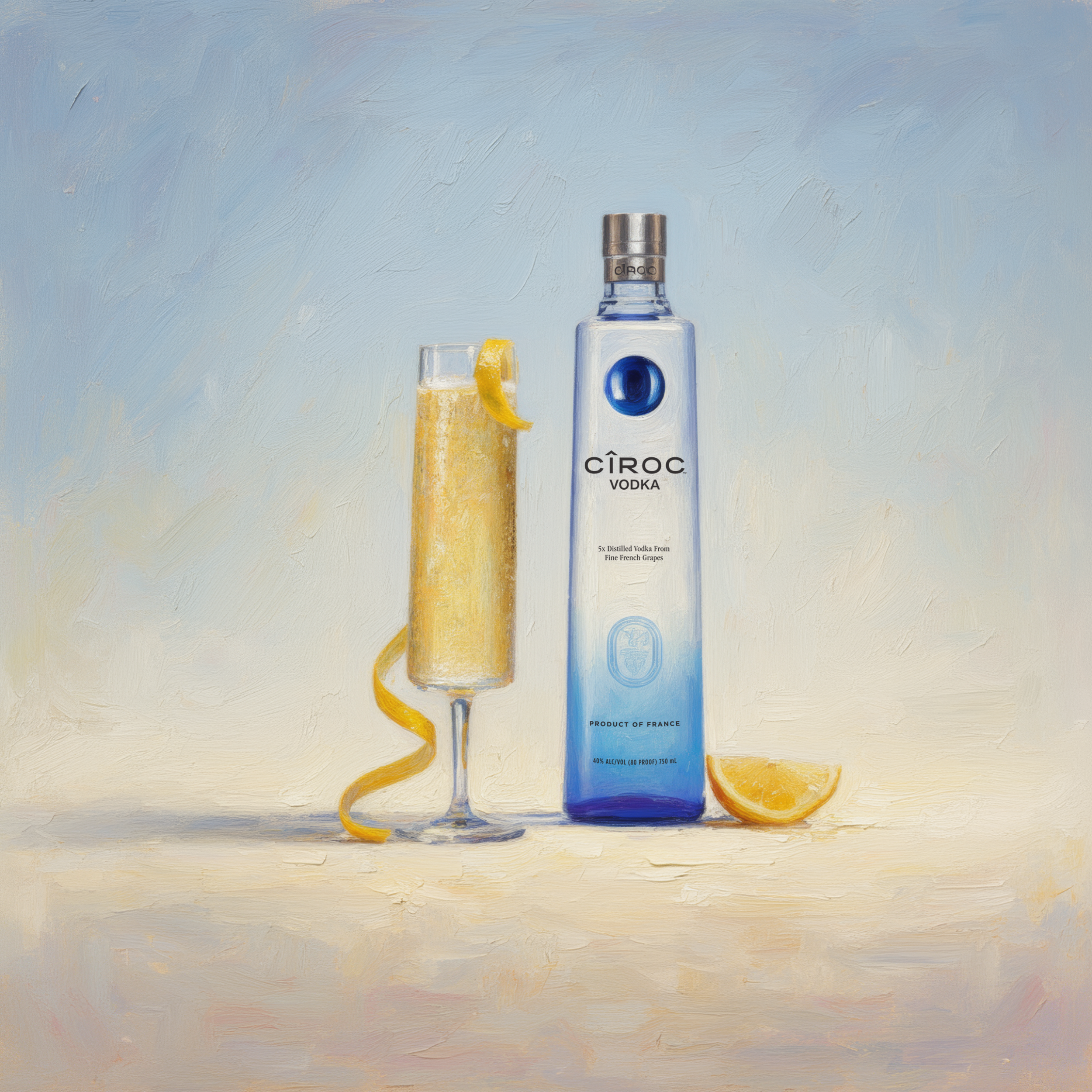 ciroc french 75 with lemon and orange