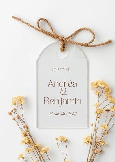 etiquette mariage arche transparent plexiglass 