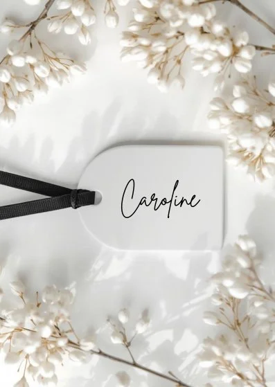 etiquette mariage transparent plexiglass minimaliste