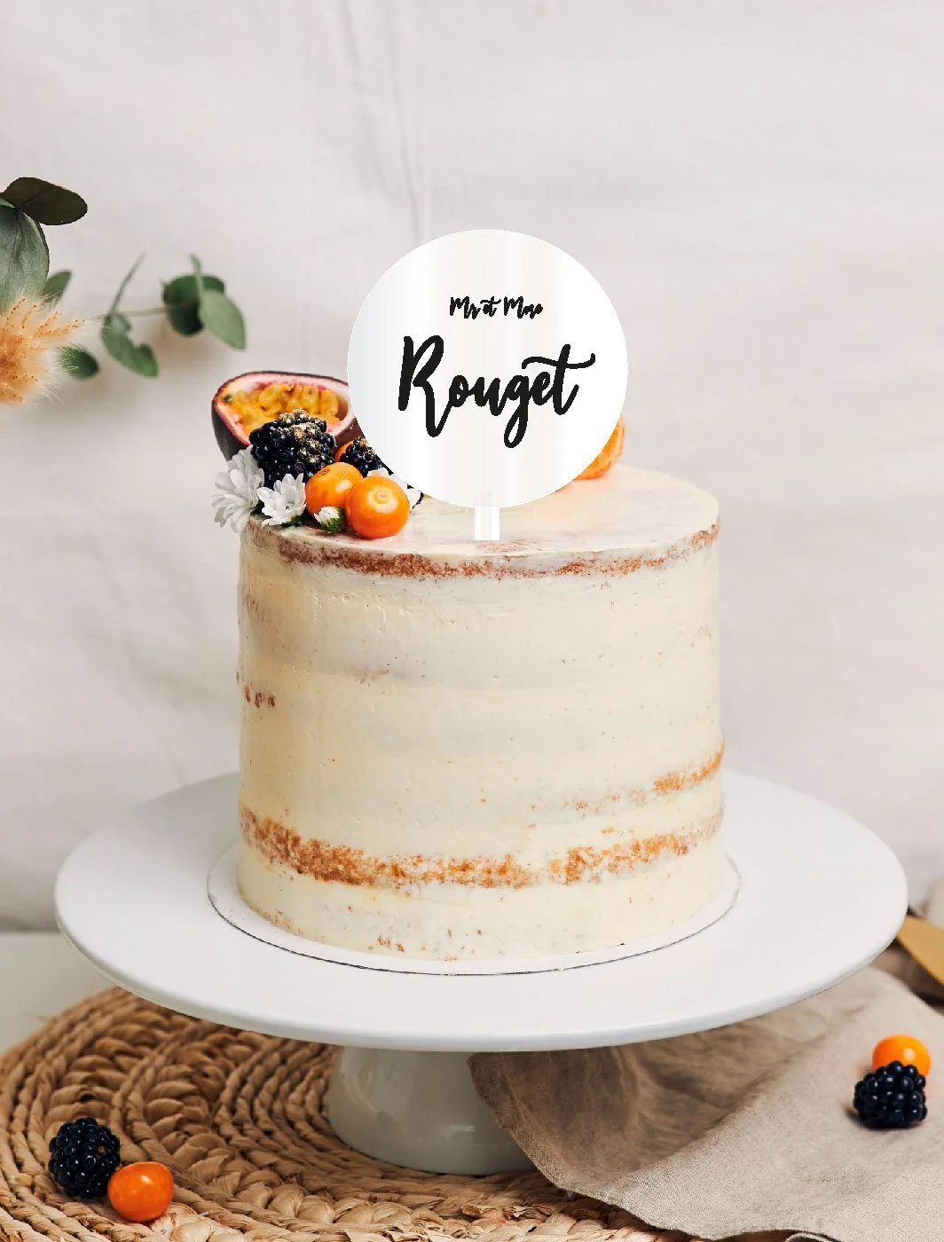 Décoration mariage cake topper Calligraphie