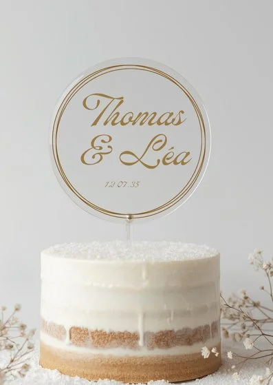 Décoration gateau mariage cake topper graphique doré maison mossia abidjan