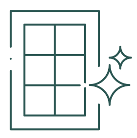 Window with four panes and a sparkle effect to the right