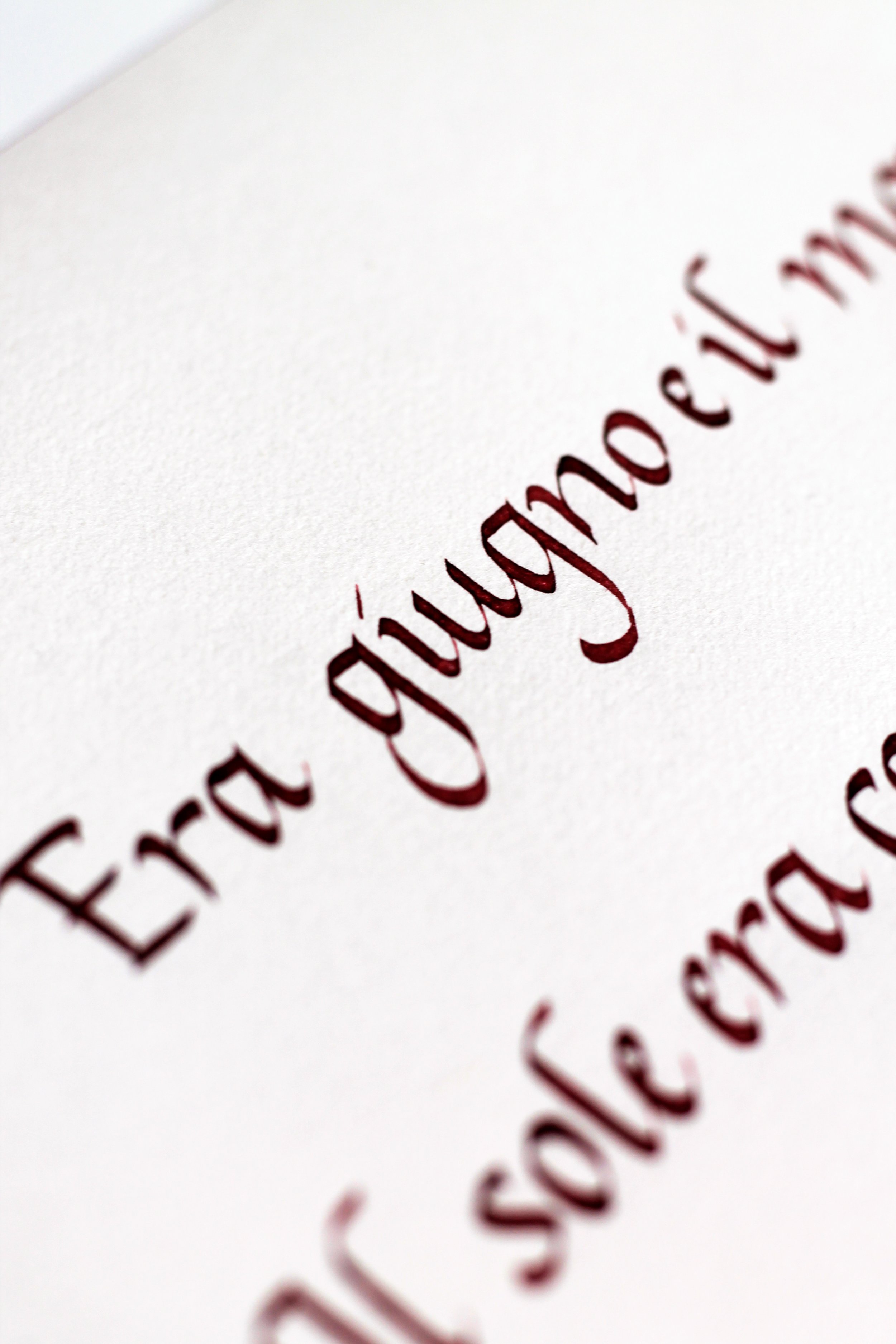 Zoom su una pagina con testo scritto in calligrafia elegante, con parole come 'Eira giulrapolere...' (il testo è sfocato e non completamente leggibile).