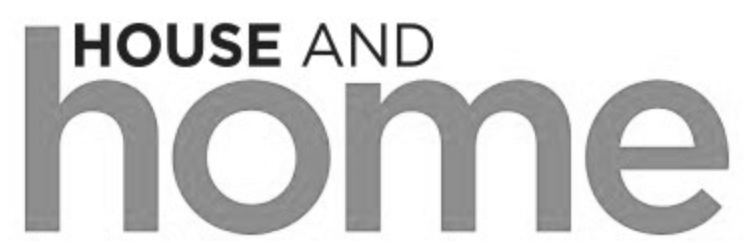 Text graphic with the words 'HOUSE AND home' in black and gray font.