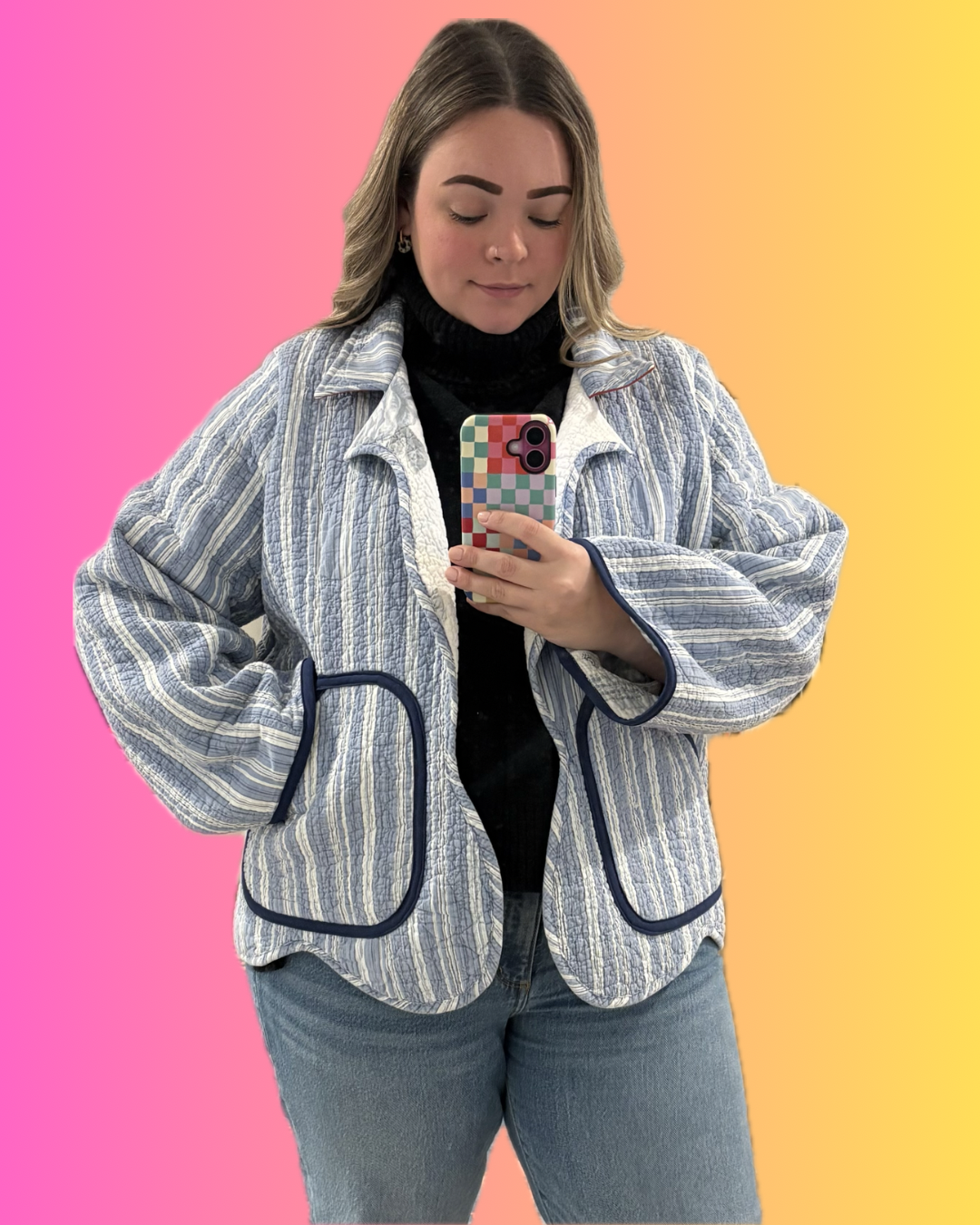 Blue Stripe Quilt Coat