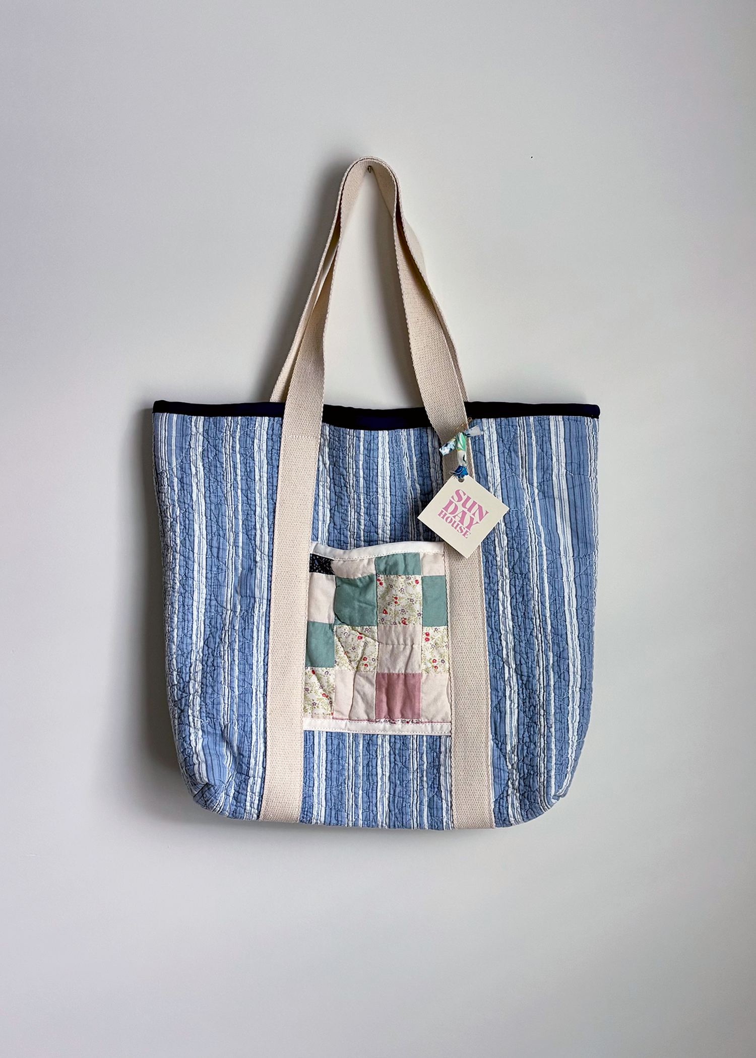 Quilt Tote - Blue Stripe