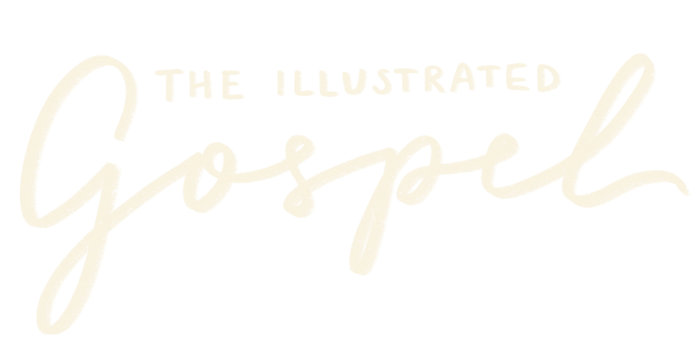 The phrase 'The Illustrated Gospel' written in stylized cursive white text on a black background.