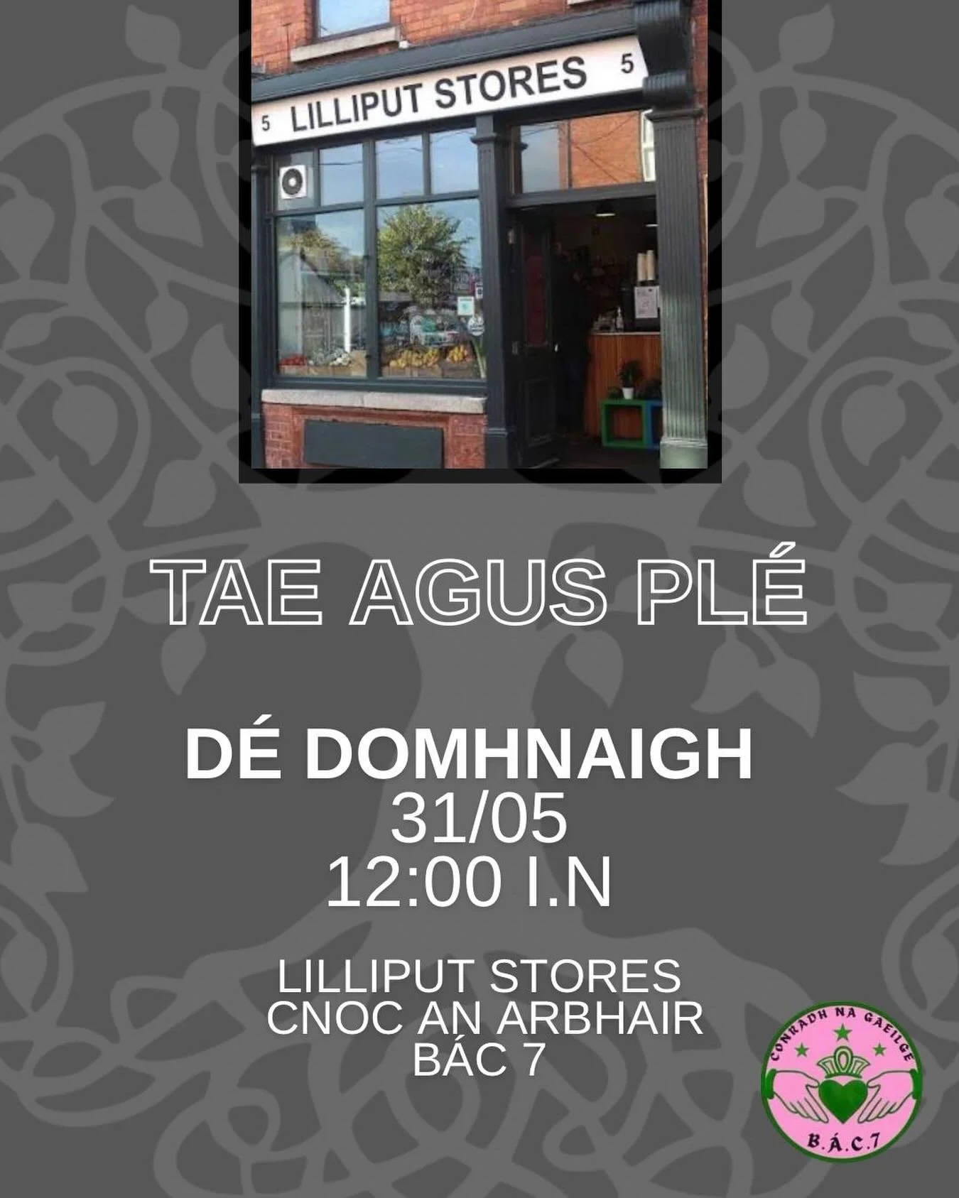 An Domhnach seo 31/05 i @lilliputstores &oacute; 12 ar aghaidh! ⭐️ B&iacute;g&iacute; linn don caife agus c&oacute;mhr&aacute; ☕️🌞