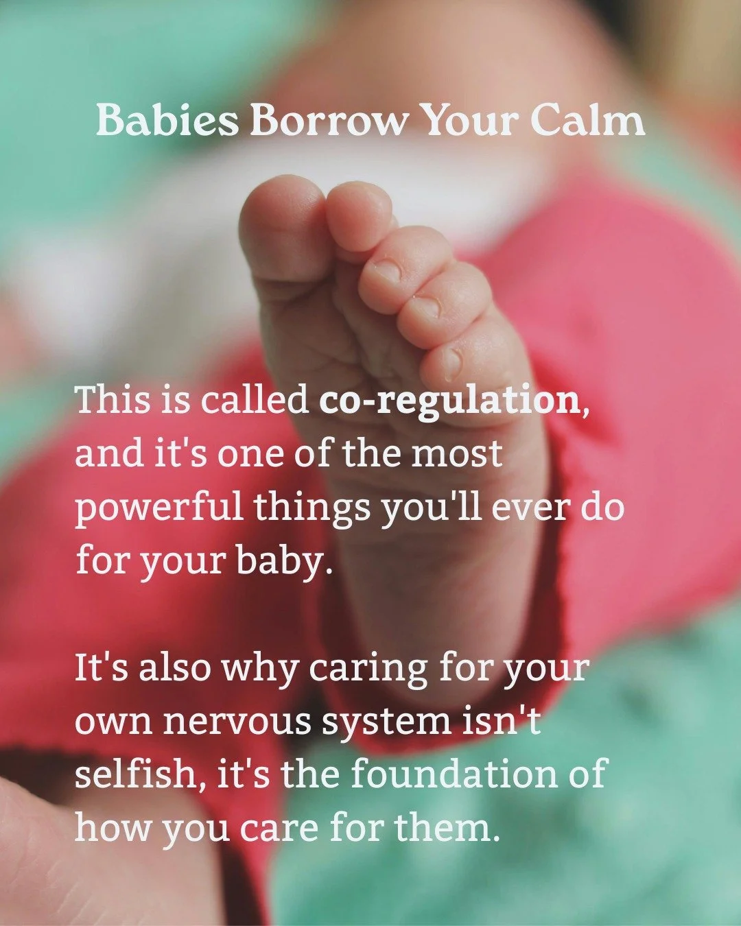 In the early weeks, a newborn's nervous system isn't built to self-soothe yet. They settle by tuning into yours: your breath, your heartbeat, the way your body softens when you hold them. They literally borrow your calm.

Which is a lot to carry when