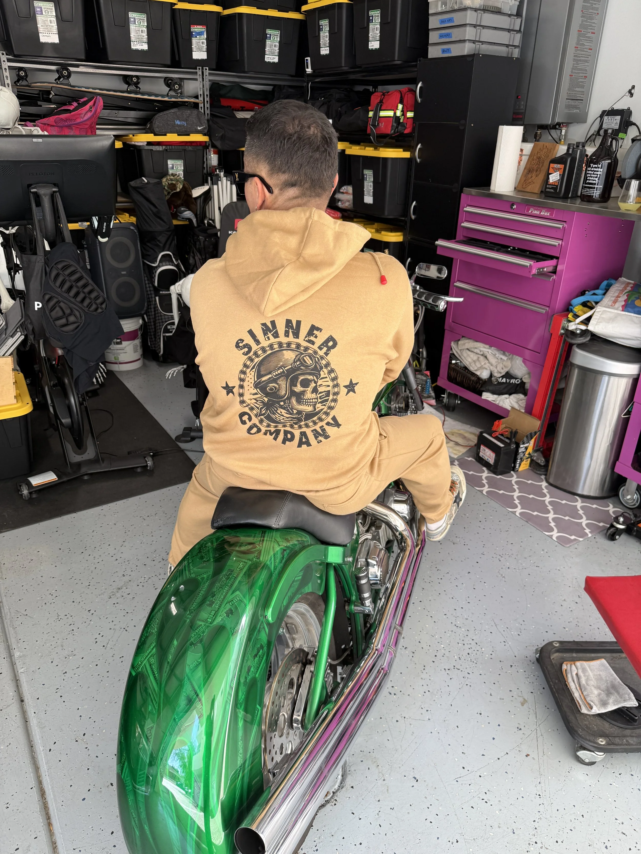 Sinner Company Moto Skull Hoodie