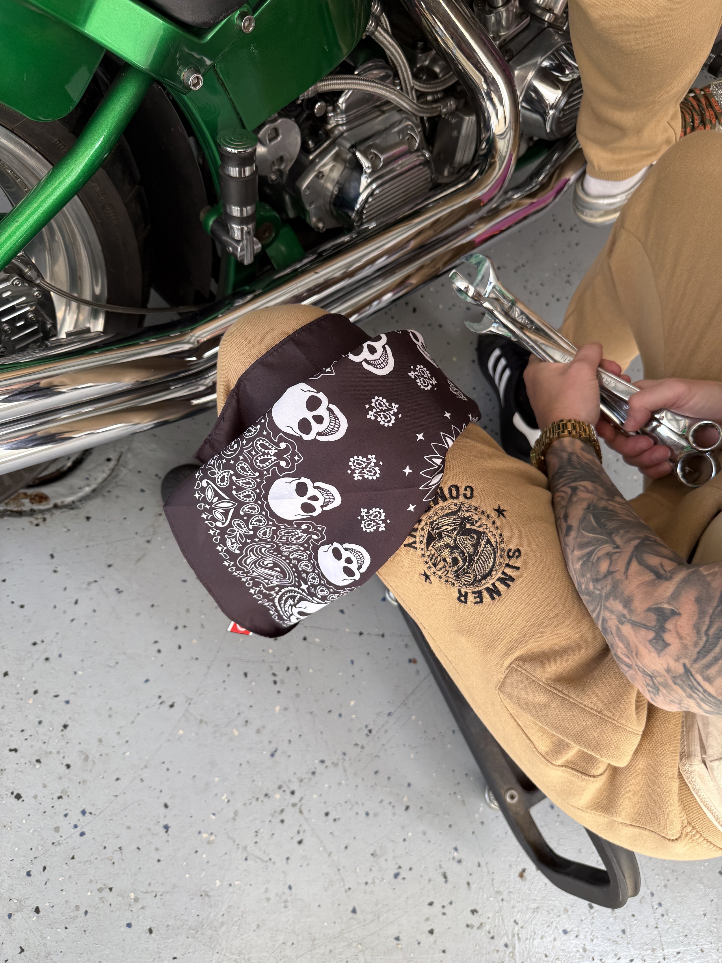 Sinner Company Skull Bandana Black