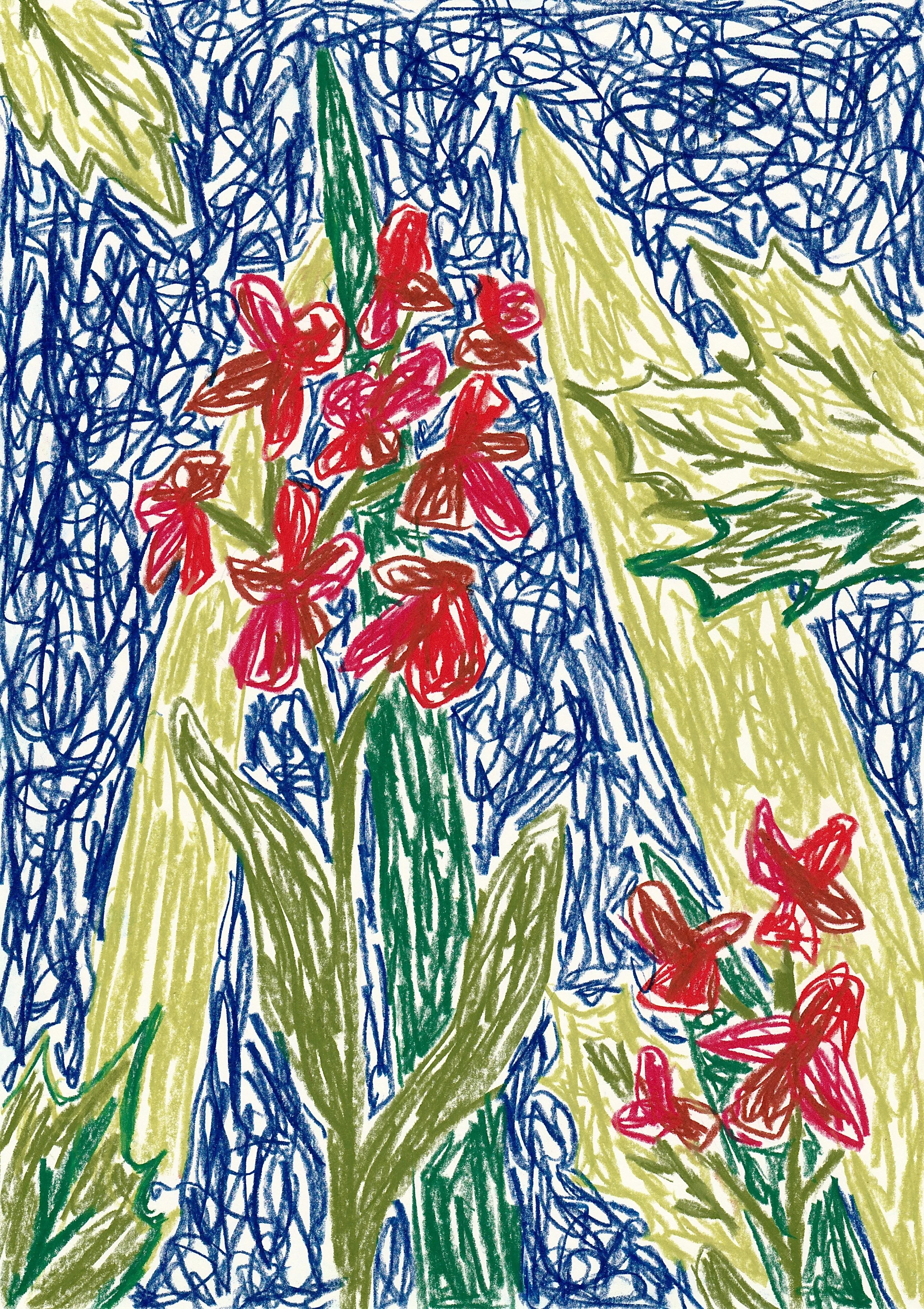 Red Night Flower - Wax pastel