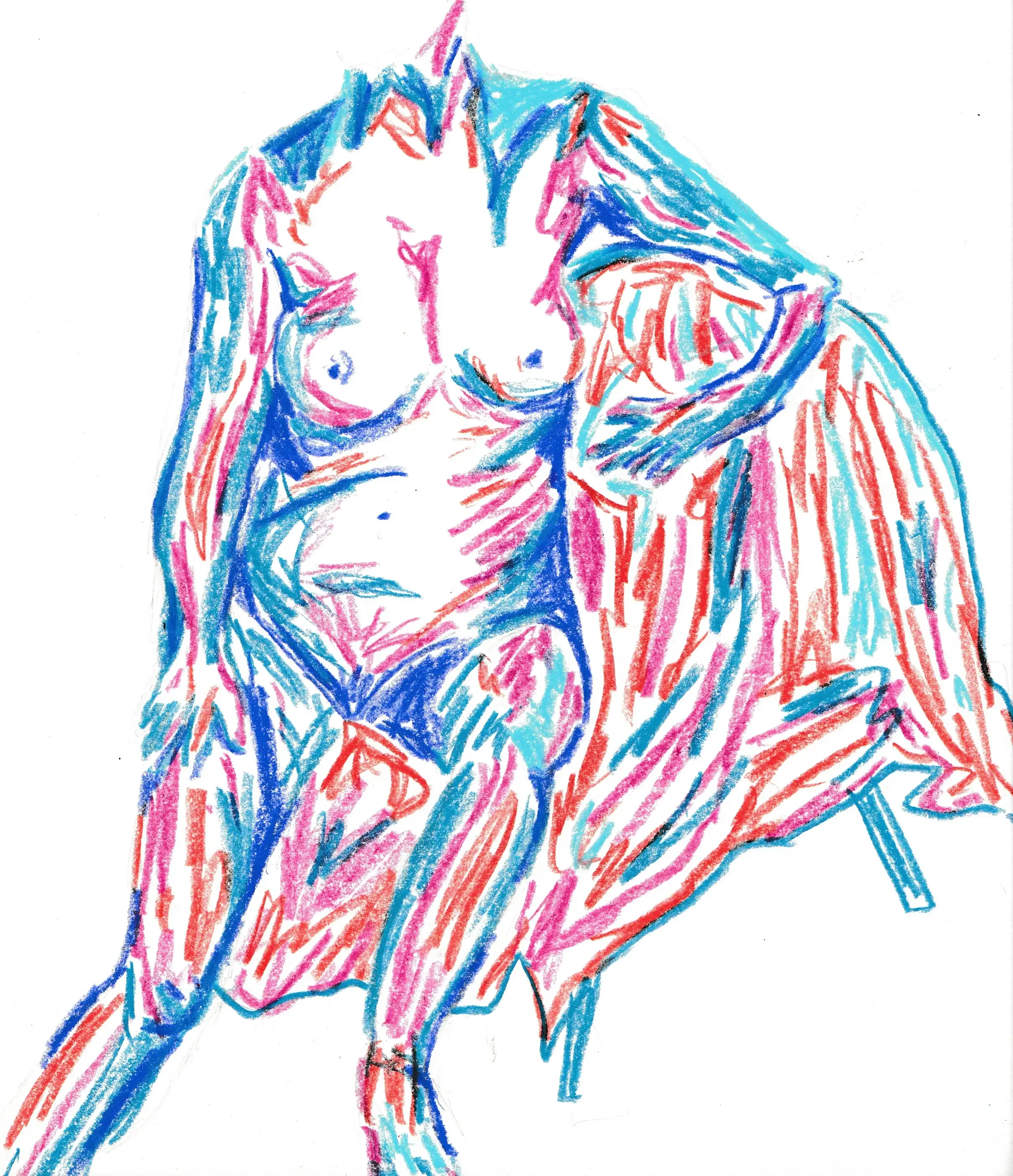 Woman in Blue - Wax pastel
