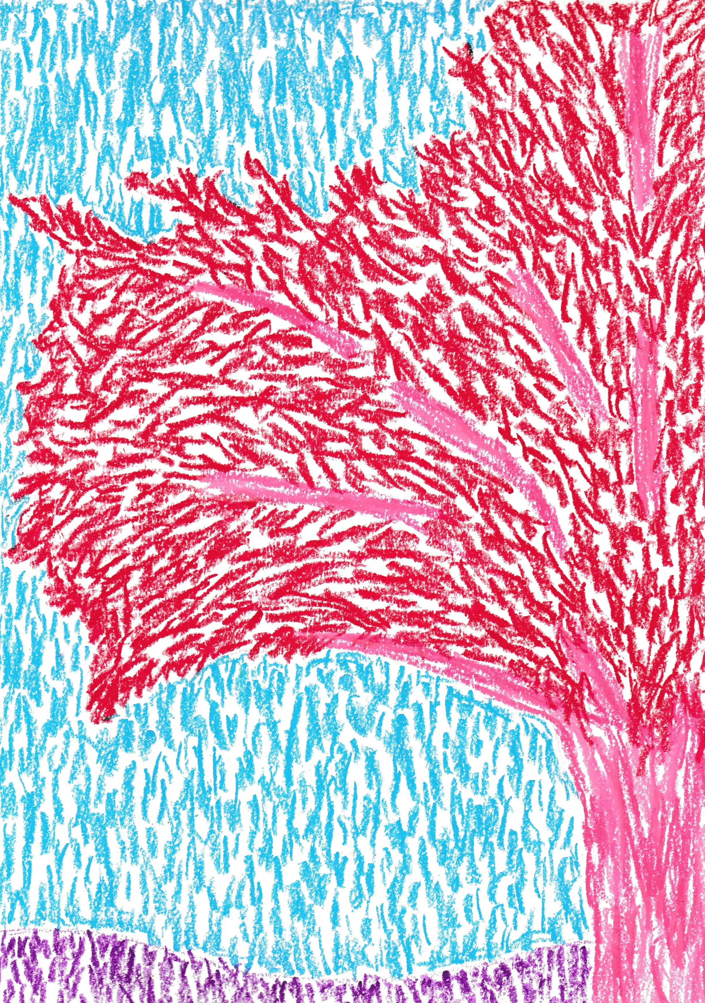 The Red Tree - Oil Pastel