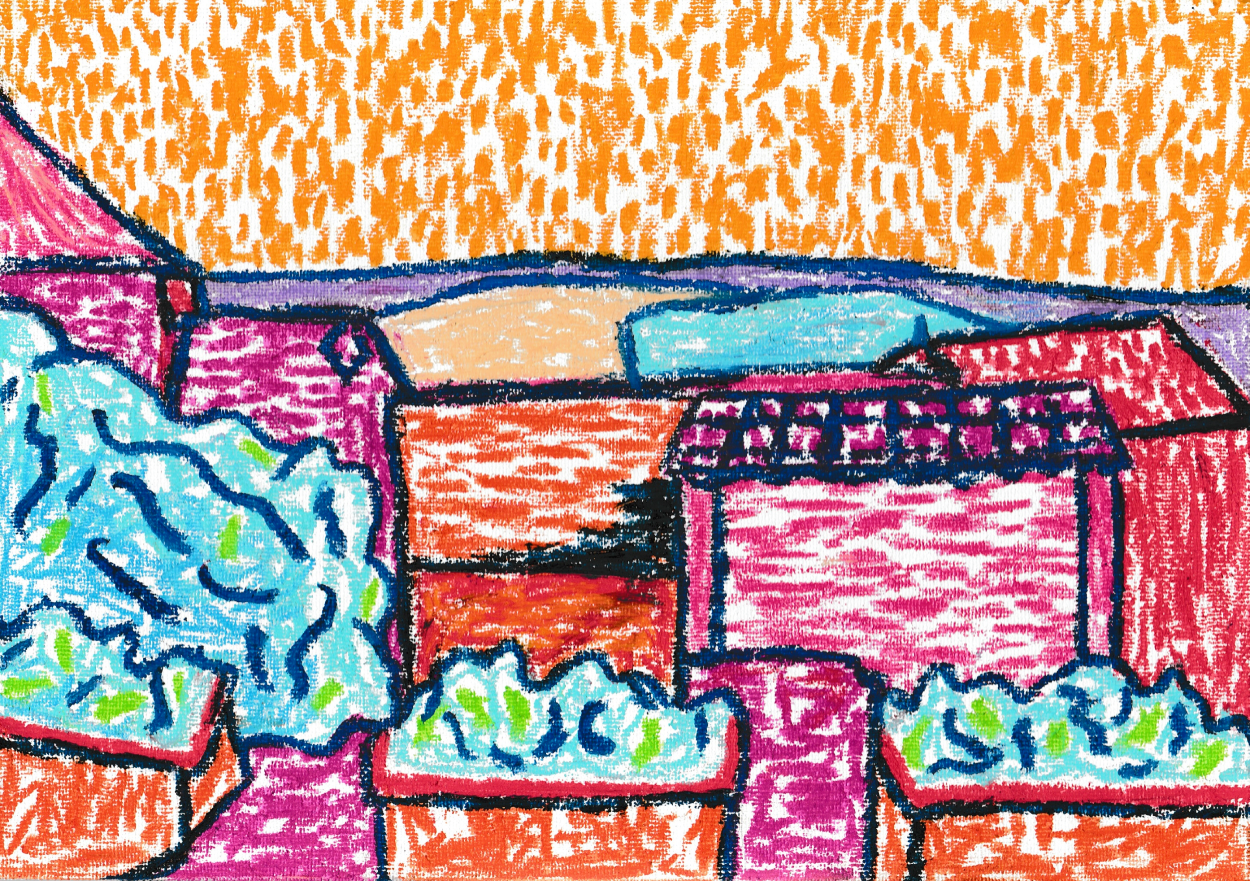 Kev & Sue's in France - Oil Pastel