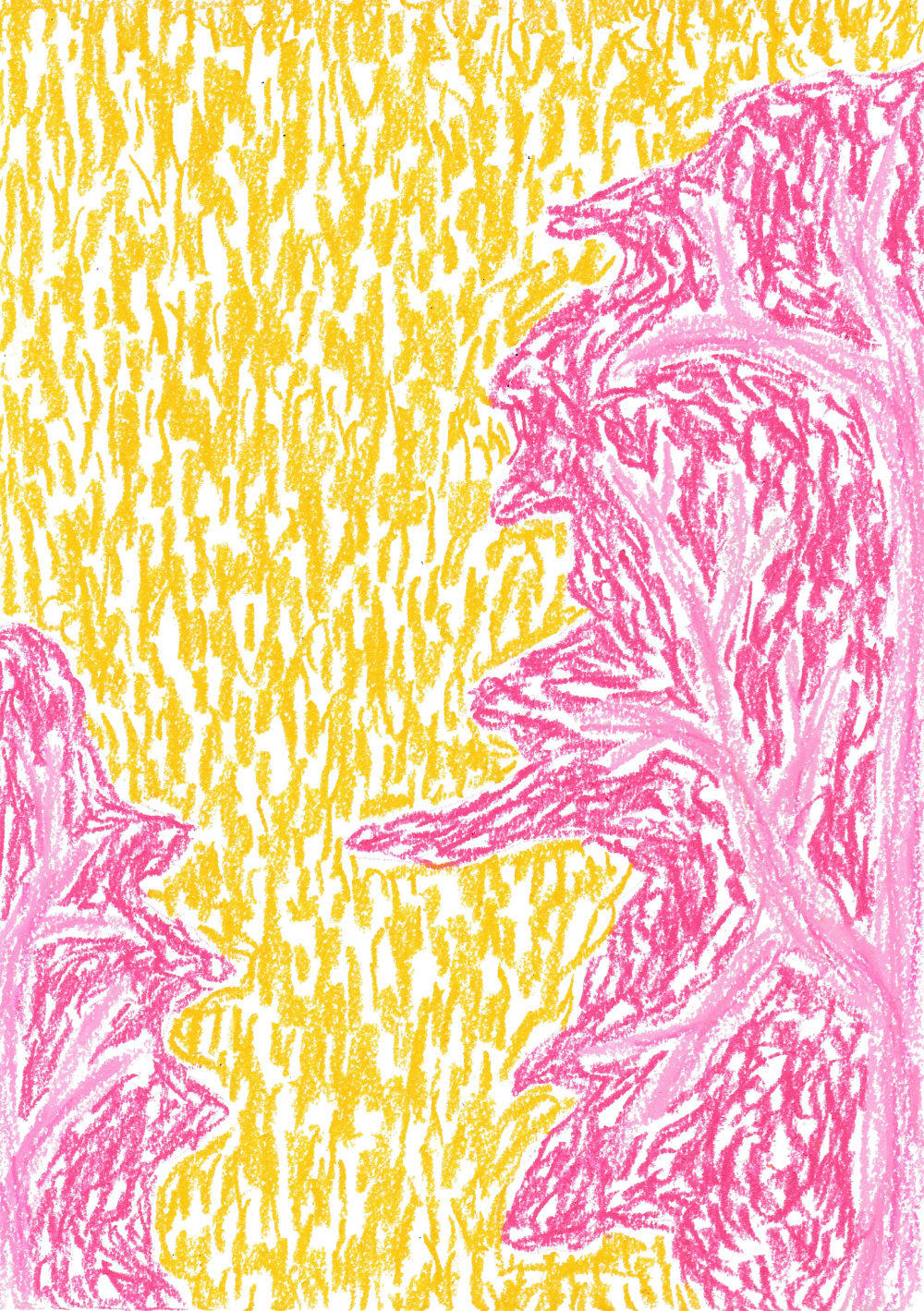 Pink Trees in Sunshine - Oil pastel