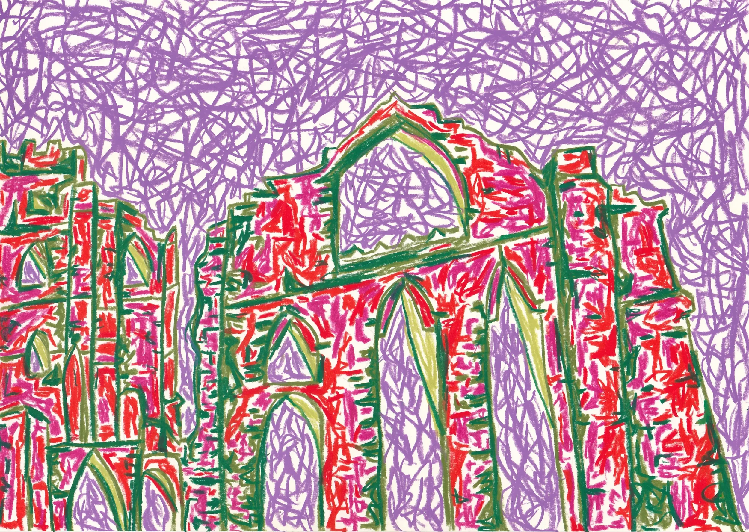 Fountains Abbey - Wax pastel