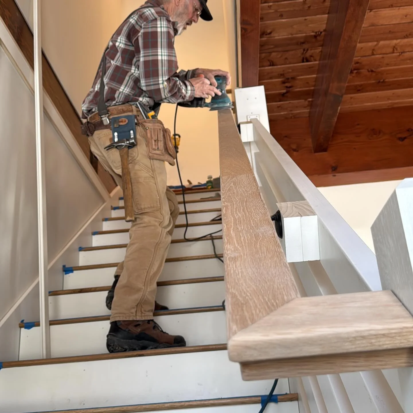 Oak handrail and stair treads