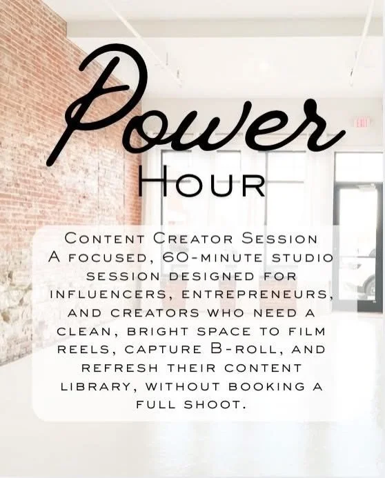 We are so excited to announce our ⚡️Power Hour⚡️
Content Creator Sessions. 
Available Monday - Thursdays for $40/hr.

A focused, 60-minute studio session designed for influencers, entrepreneurs, and creators who need a clean, bright space to film ree
