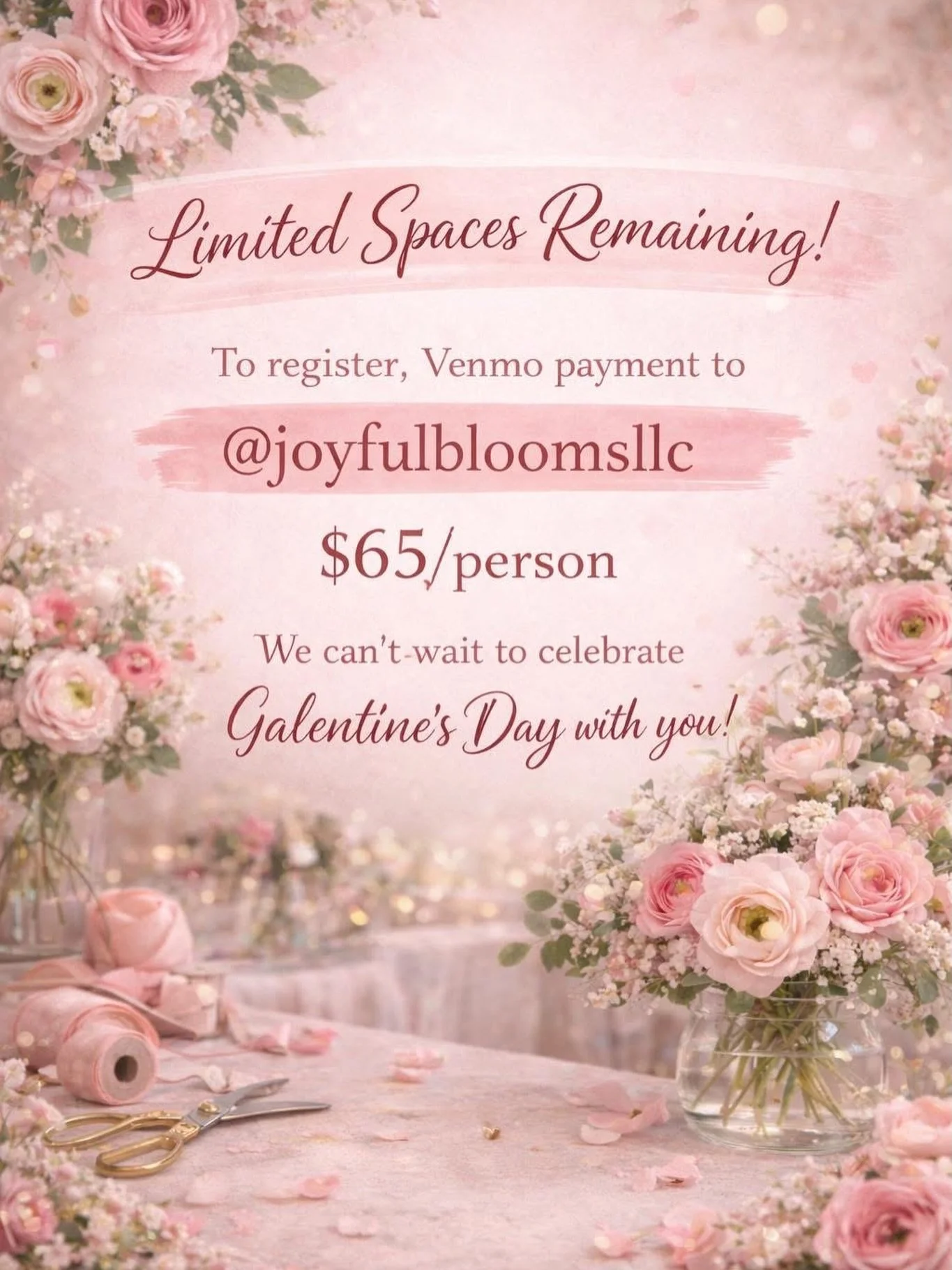 Grab your best friends and join us for a Galentine&rsquo;s Day Build-An-Arrangement Night!
Hosted by Joyful Blooms at The Main Street Studio, this fun, hands-on floral design experience is the perfect way to celebrate friendship, creativity, and a be
