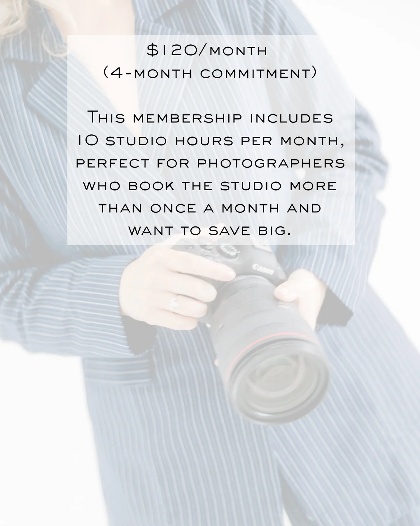✨ Main Street Studio Photography Membership✨
We&rsquo;ve had several of you sign up recently, and we are so excited to have you as members!
 
Studio Membership, $120/month (4-month commitment)
Perfect for photographers who book the studio more than o