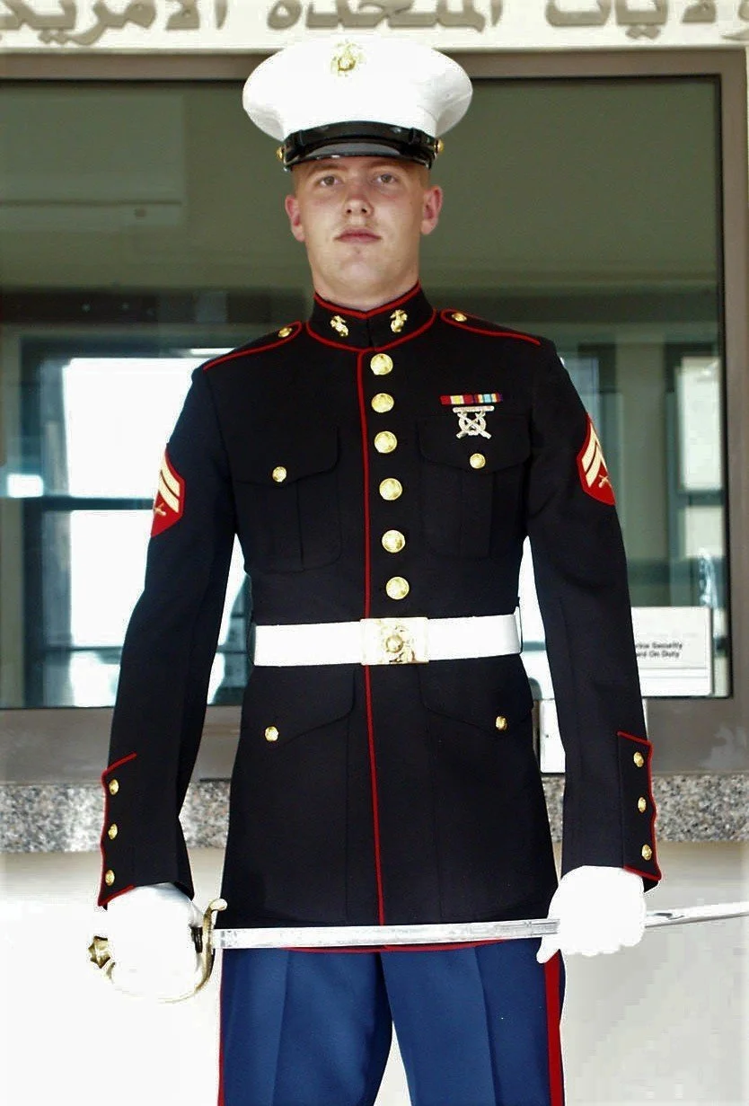 US Marine standing guard inside of a US Embassy