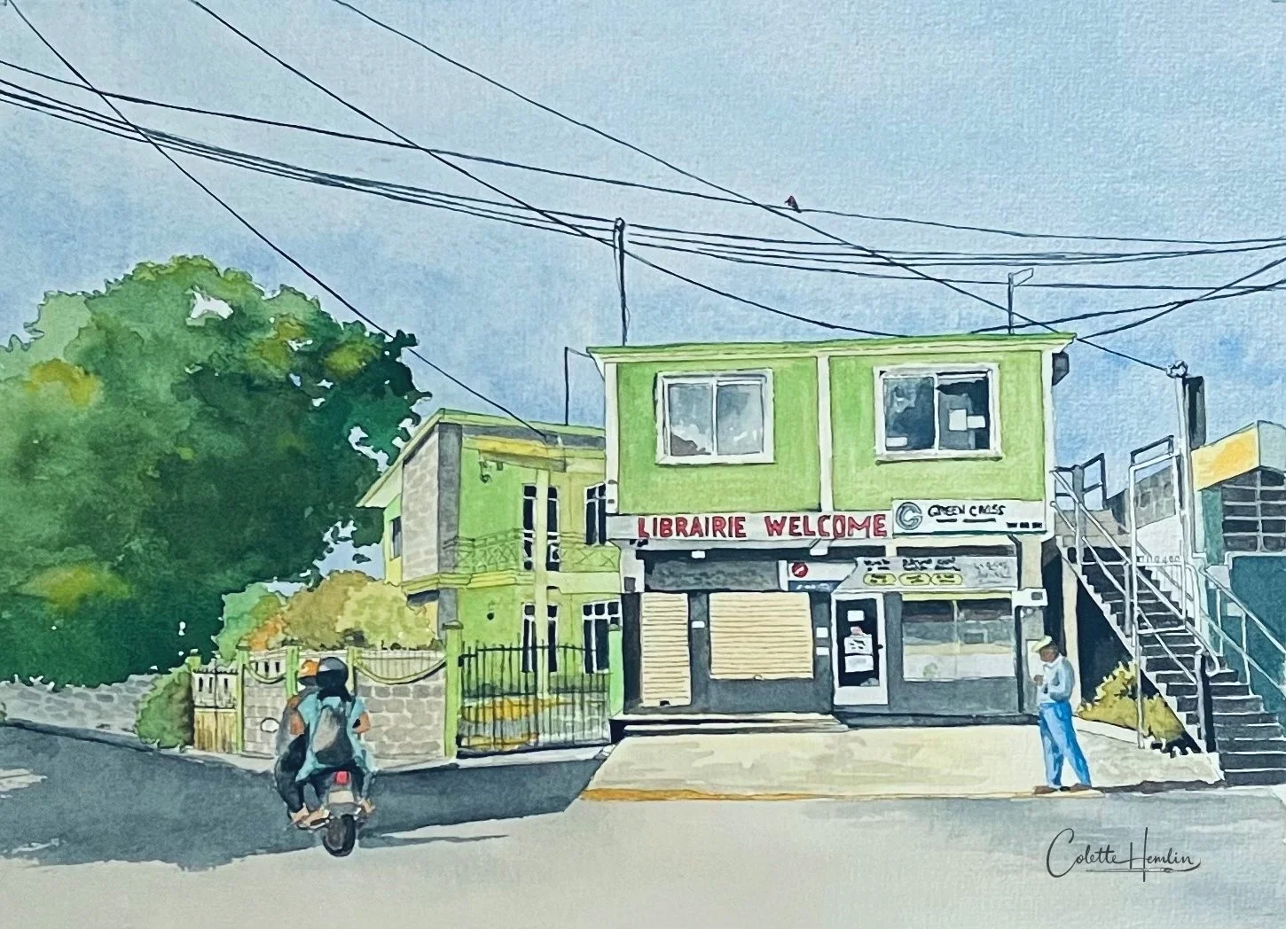 Rivière-des-Anguilles, Île Maurice. Aquarelle, papier Clairefontaine 300g 100% coton, 11 x 9 po (28 x 23 cm). Mars 2026 d'après une photo personnelle. ---------- 2026-21.